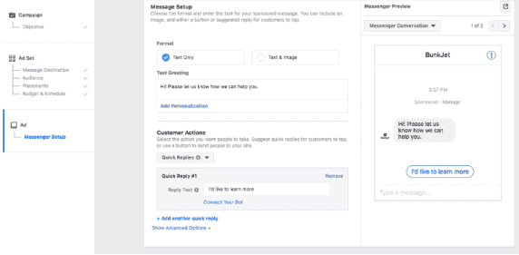 Comment personnaliser le flux d'une annonce Messenger