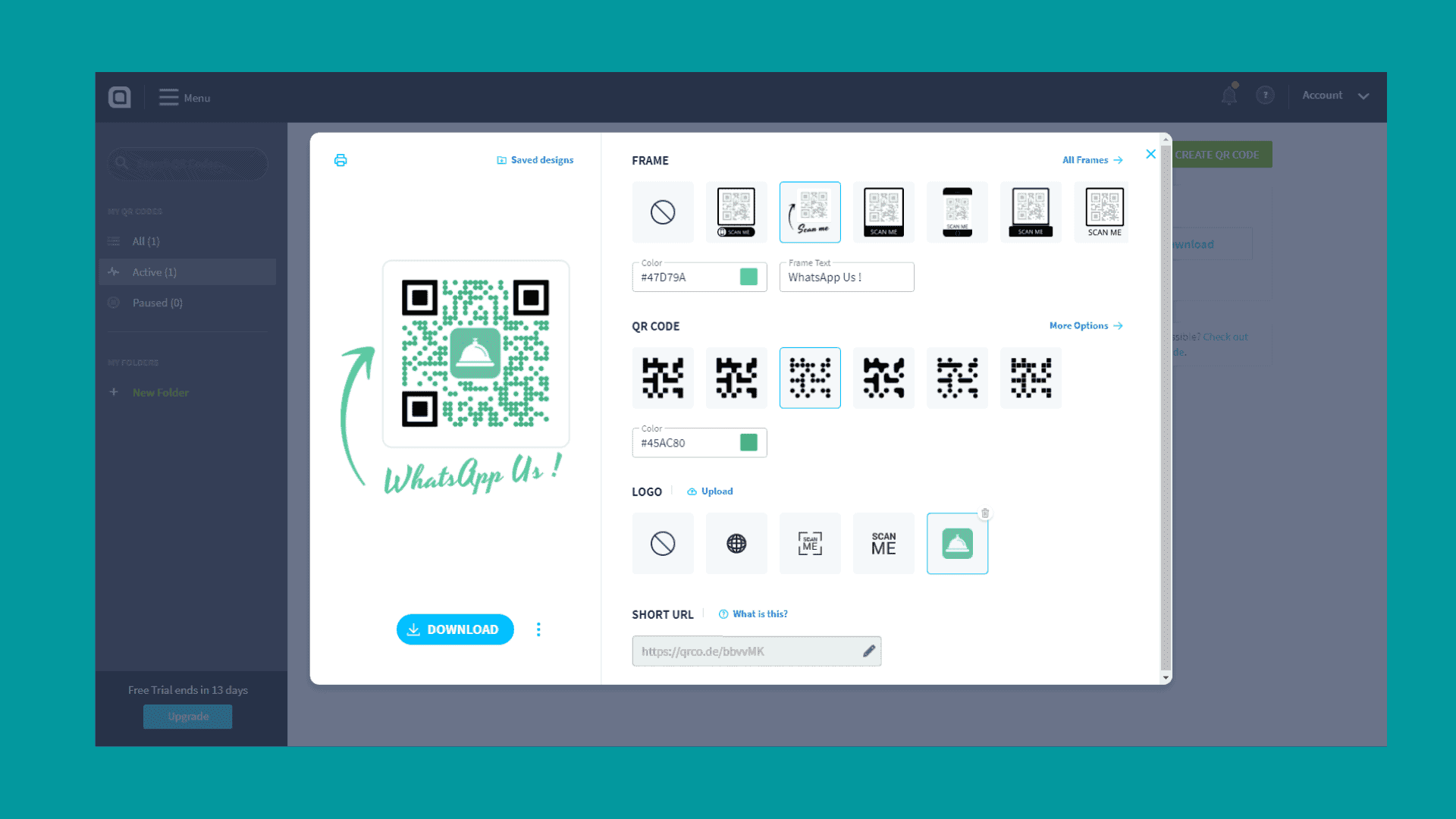 Using the Whatsapp QR code on your company profile