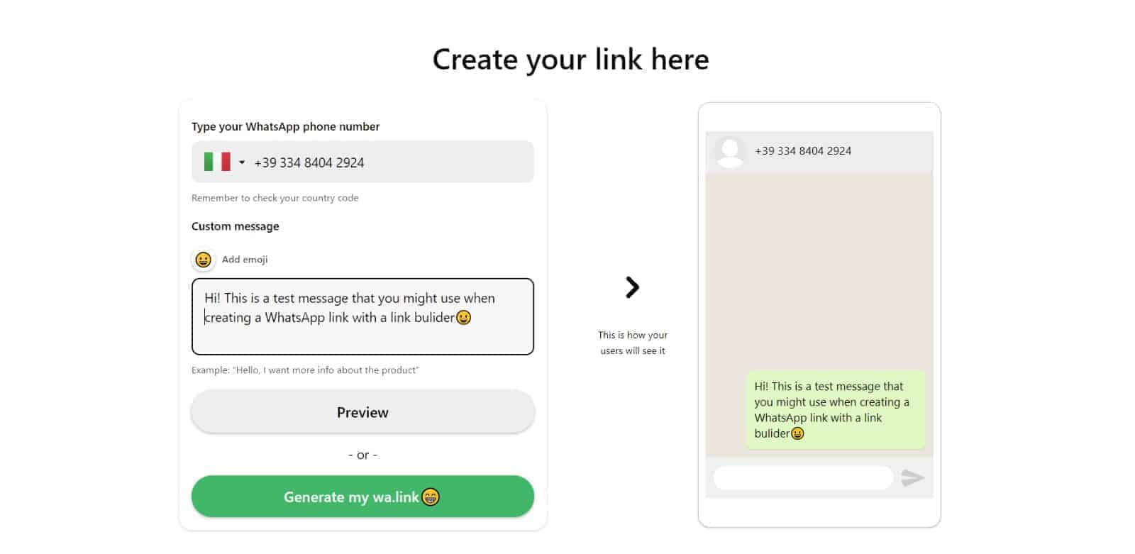 Generare un link per WhatsApp online