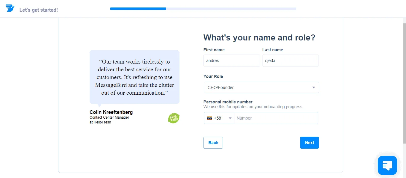How to sign up on MessageBird