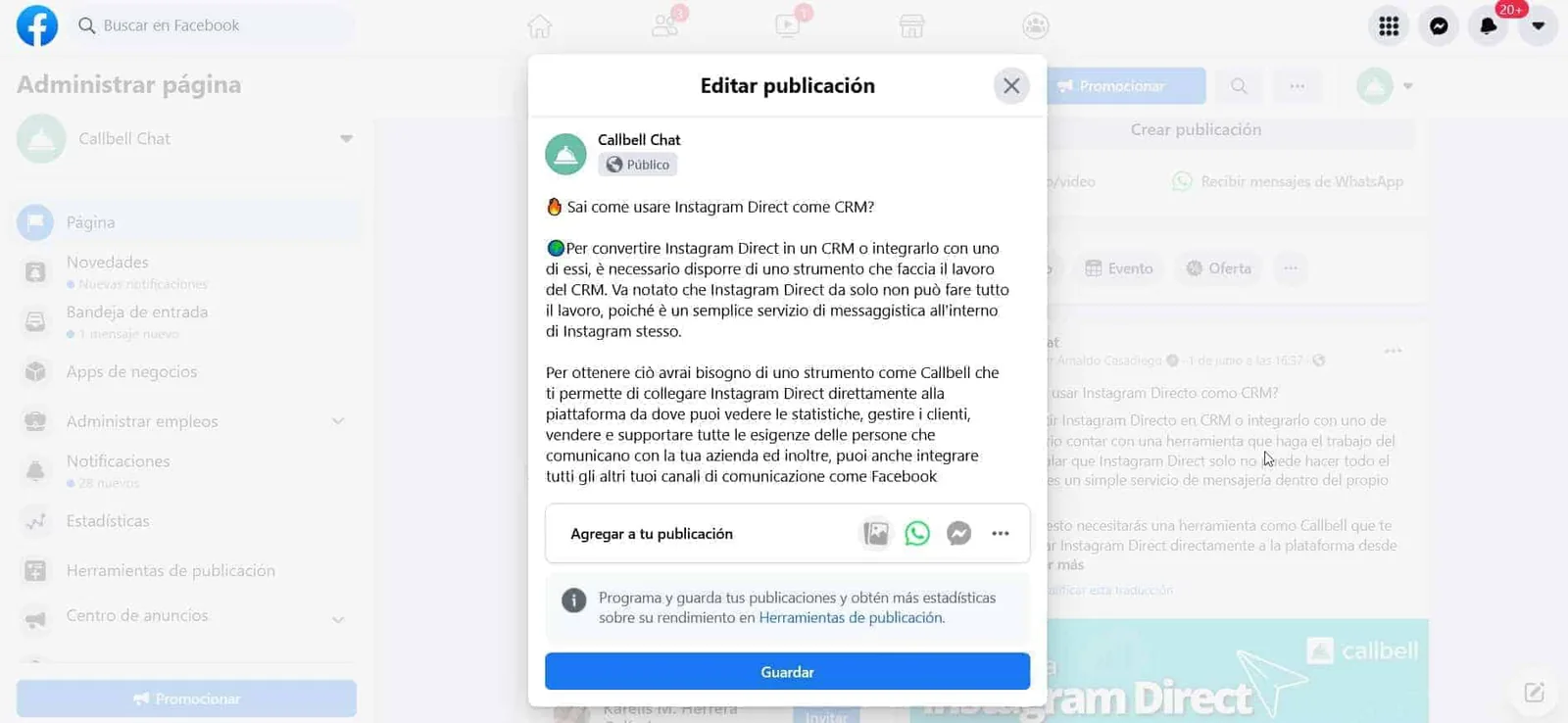 How to add the WhatsApp button to a Facebook's post?