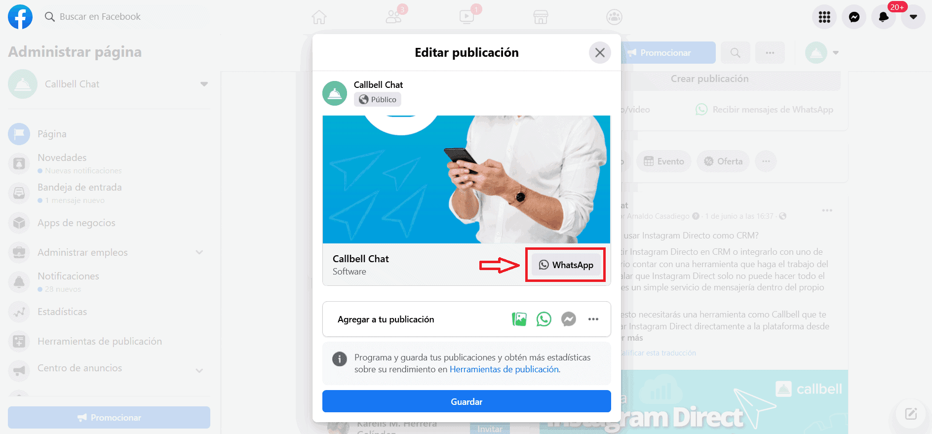 How to add the WhatsApp button to a Facebook's post?