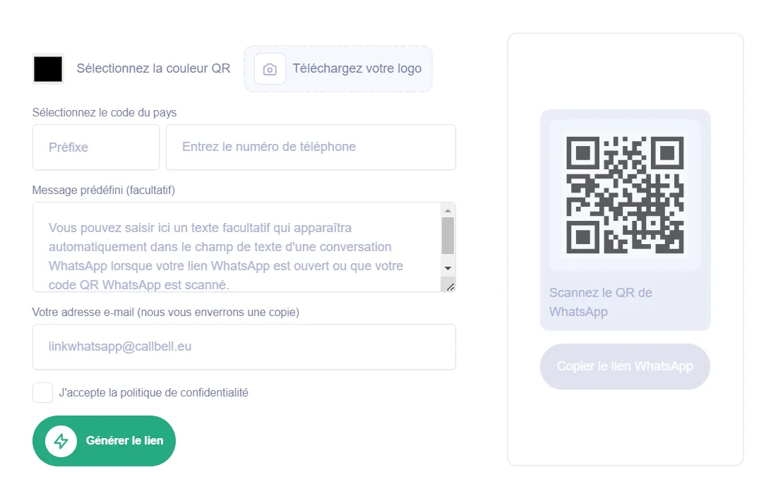 Générer le lien WhatsApp